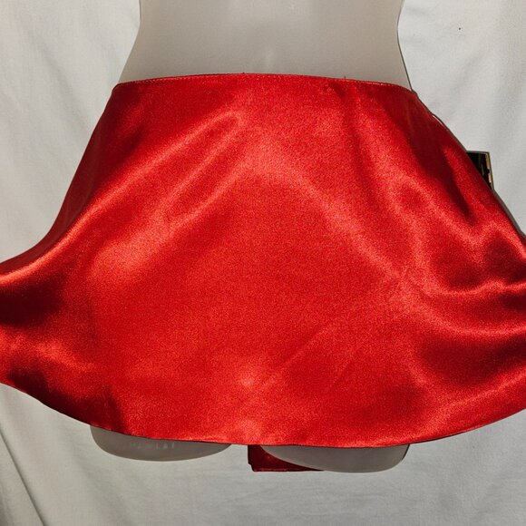 NWT S A-Line RETRO ROCKABILLY MICRO Mini Skirt RED SILK - Picture 2 of 14